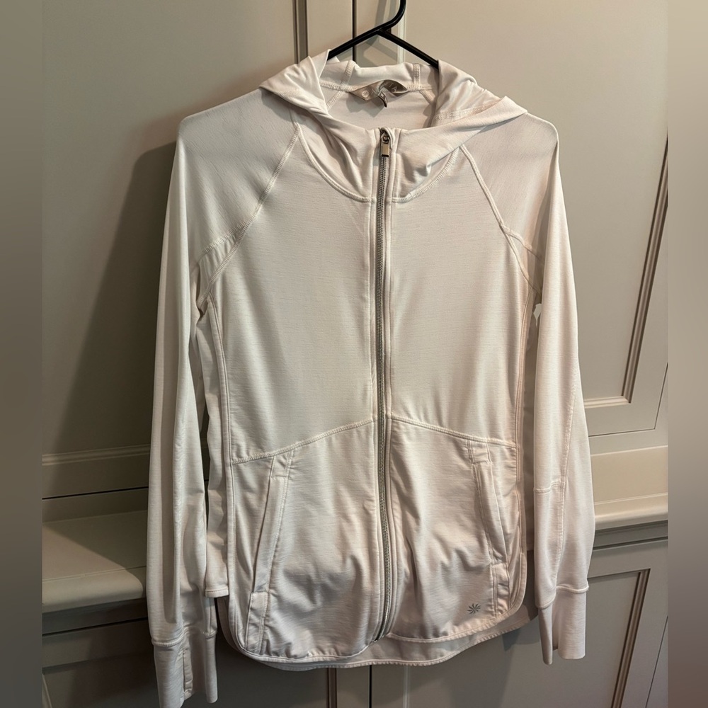 Athleta Women's White Hooded Zip Up Jacket